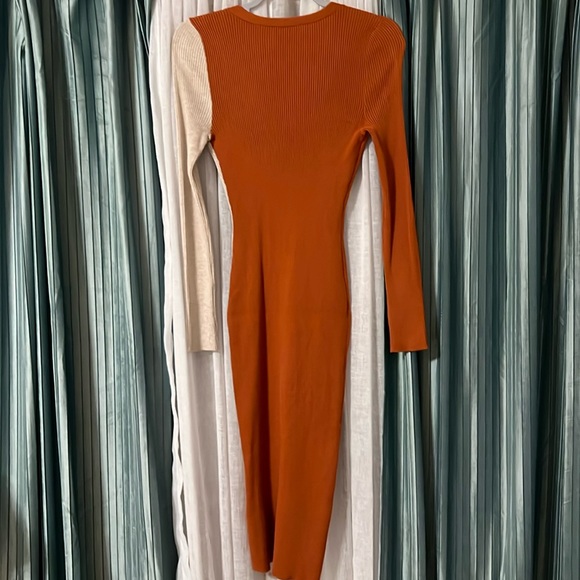 Color Blocked Faux Button Down Sweater Dress - Picture 4 of 4